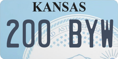 KS license plate 200BYW