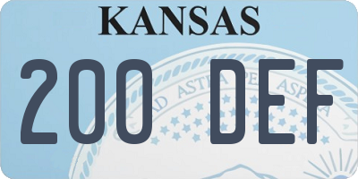 KS license plate 200DEF