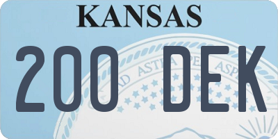 KS license plate 200DEK