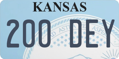 KS license plate 200DEY