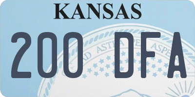 KS license plate 200DFA