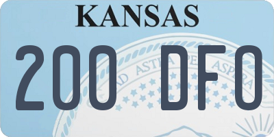 KS license plate 200DFO