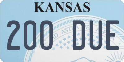 KS license plate 200DUE