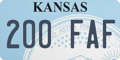 KS license plate 200FAF