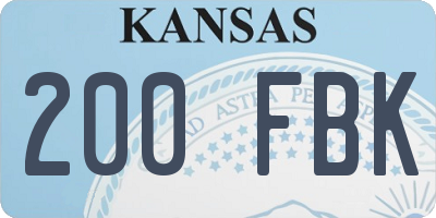 KS license plate 200FBK