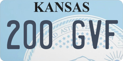 KS license plate 200GVF