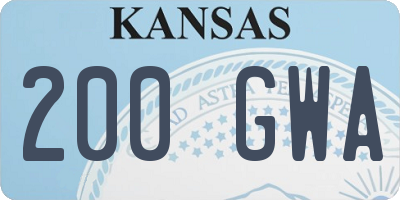 KS license plate 200GWA