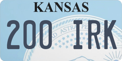 KS license plate 200IRK