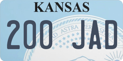 KS license plate 200JAD
