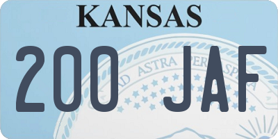 KS license plate 200JAF