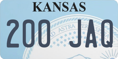 KS license plate 200JAQ