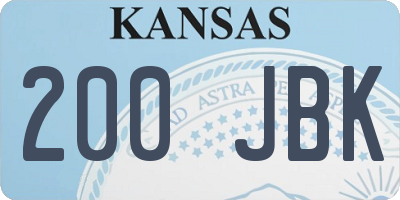 KS license plate 200JBK