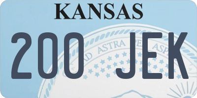 KS license plate 200JEK