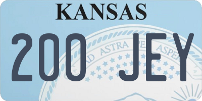 KS license plate 200JEY