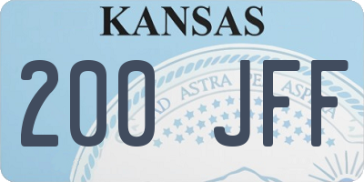 KS license plate 200JFF