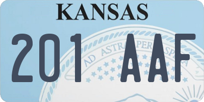 KS license plate 201AAF