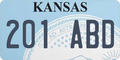 KS license plate 201ABD