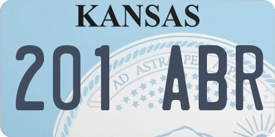 KS license plate 201ABR