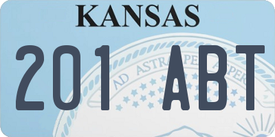 KS license plate 201ABT