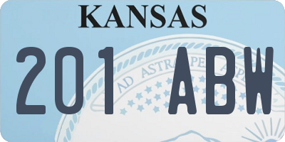 KS license plate 201ABW