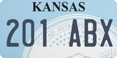 KS license plate 201ABX
