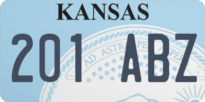 KS license plate 201ABZ