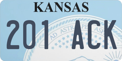 KS license plate 201ACK