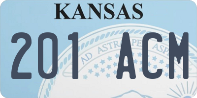 KS license plate 201ACM