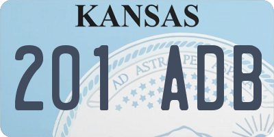 KS license plate 201ADB