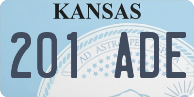 KS license plate 201ADE