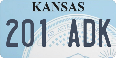 KS license plate 201ADK