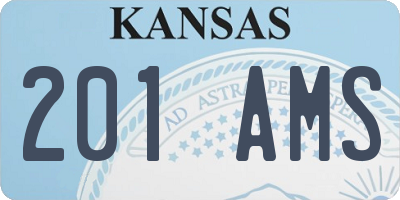 KS license plate 201AMS