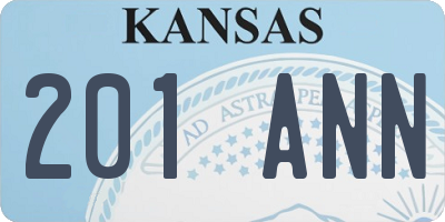 KS license plate 201ANN