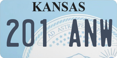 KS license plate 201ANW