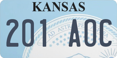 KS license plate 201AOC