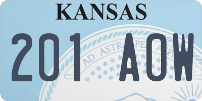 KS license plate 201AOW