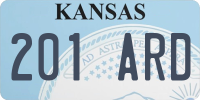 KS license plate 201ARD