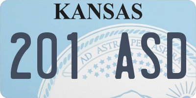 KS license plate 201ASD