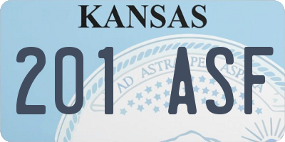 KS license plate 201ASF