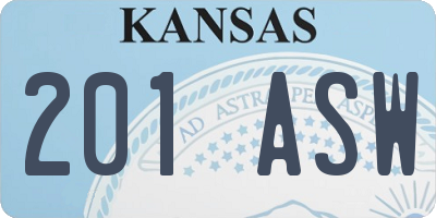 KS license plate 201ASW