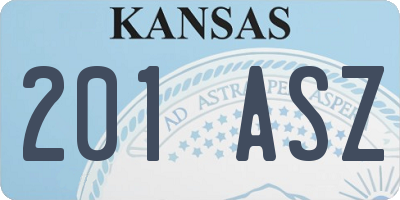 KS license plate 201ASZ