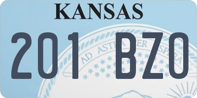 KS license plate 201BZO