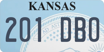 KS license plate 201DBO