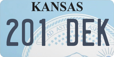 KS license plate 201DEK
