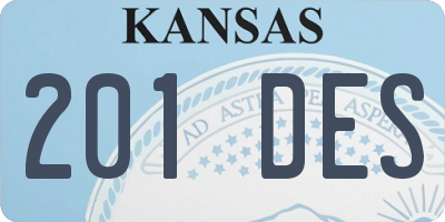 KS license plate 201DES