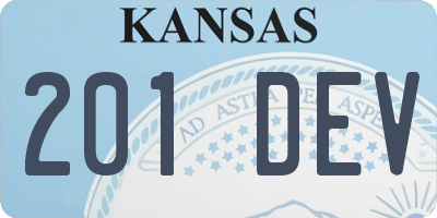 KS license plate 201DEV