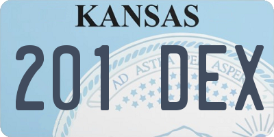 KS license plate 201DEX