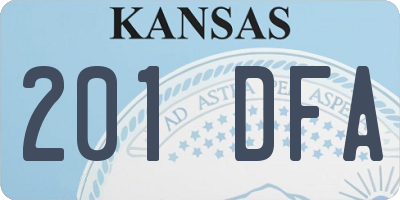 KS license plate 201DFA