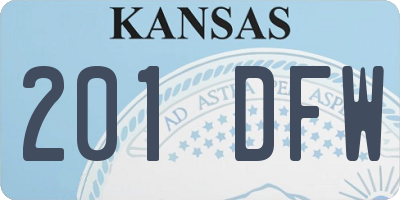 KS license plate 201DFW