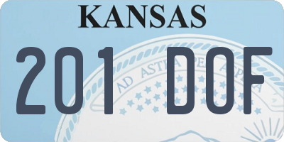KS license plate 201DOF